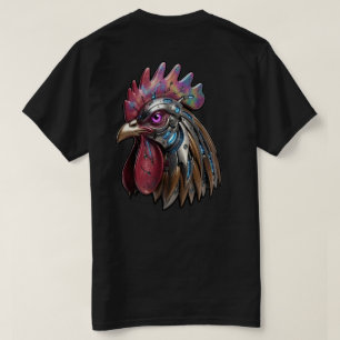 Cyberpunk-Hahn Irisierendes mechanisches Kunstwerk T-Shirt