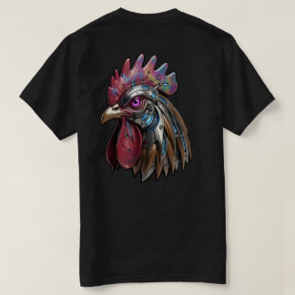 Cyberpunk-Hahn Irisierendes mechanisches Kunstwerk T-Shirt
