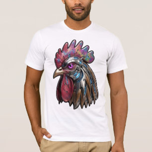 Cyberpunk-Hahn Irisierendes mechanisches Kunstwerk T-Shirt