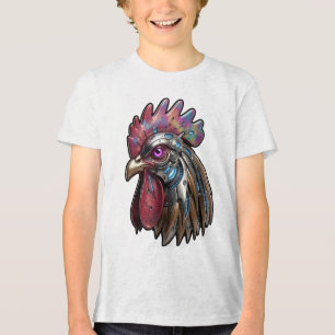 Cyberpunk-Hahn Irisierendes mechanisches Kunstwerk Tri-Blend Shirt