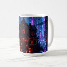 Cyberpunk-Halloween-Becher / Tasse Spukhaus Neon