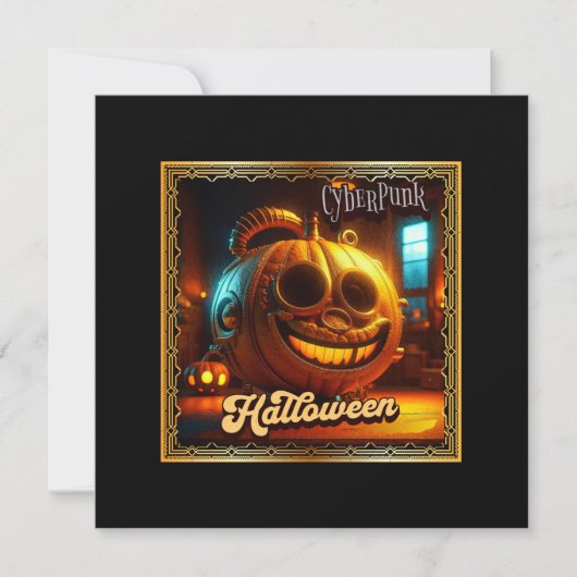 CYBERPUNK HALLOWEEN PUMPKIN EINLADUNG (Vorderseite)