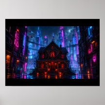 Cyberpunk Halloween Spukhaus Neonstadt