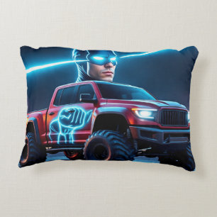 Cyberpunk-Held-Monstertruck Dekokissen