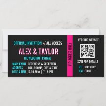 Cyberpunk-Hochzeitseinladungsticket | Neon-VIP