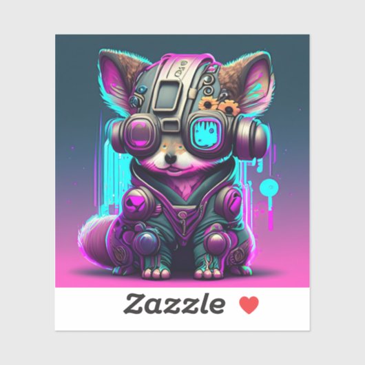 Cyberpunk Hund 1 Vinyl-Aufkleber nach Maß geschnit Aufkleber (Blatt)