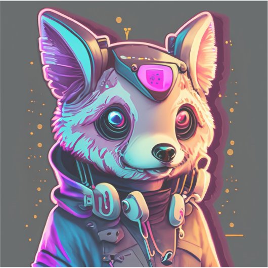 Cyberpunk-Hund 2 Aufkleber (Vorderseite)