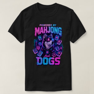 Cyberpunk Husky Neon Mahjong Gaming Hunde Liebhabe T-Shirt