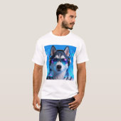 Cyberpunk Husky | Neon-Tech-Avatar T-Shirt (Vorne ganz)