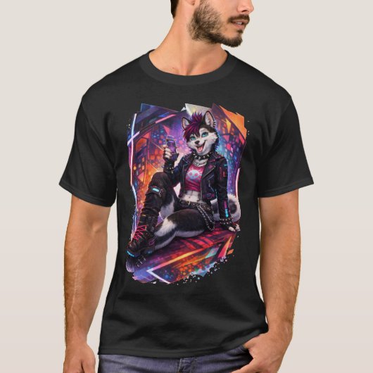Cyberpunk Husky T-Shirt (Vorderseite)