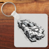 Cyberpunk Ink Car Illustration Schlüsselanhänger (Vorderseite)