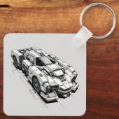 Cyberpunk Ink Car Illustration Schlüsselanhänger (Rückseite)
