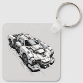 Cyberpunk Ink Car Illustration Schlüsselanhänger (Rückseite)