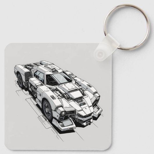 Cyberpunk Ink Car Illustration Schlüsselanhänger (Rückseite)