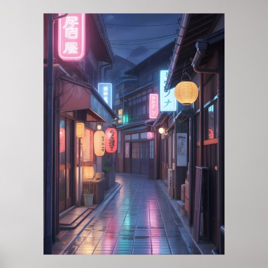 Cyberpunk Japan Street Neon Cityscape Anime modern Poster (Vorne)