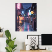 Cyberpunk Japan Street Neon Cityscape Anime modern Poster (Heimbüro)
