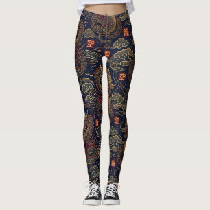 Cyberpunk Japanischer Drache Neon-Tech-Muster  Leggings