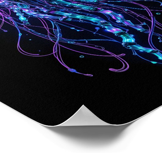 Cyberpunk Jellyfish – Neon Bioluminescent Deep Sea Poster (Ecke)
