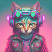 Cyberpunk-Katze 1 Aufkleber (Vorderseite)