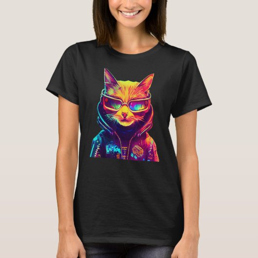 Cyberpunk-Katze 6 T-Shirt (Vorderseite)