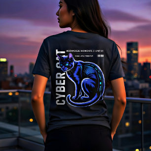 Cyberpunk-Katze Cooles Neonblaues Design für Katze Tri-Blend Shirt