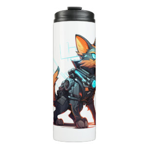 Cyberpunk-Katze in Neonfarben 6 Thermosbecher