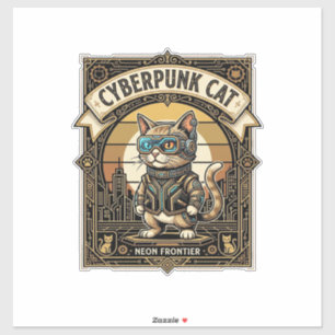Cyberpunk-Katze Katze Cyberpunk Vintage Aufkleber