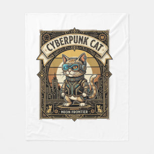 Cyberpunk-Katze Katze Cyberpunk Vintage Fleecedecke