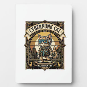 Cyberpunk-Katze Katze Cyberpunk Vintage Fotoplatte