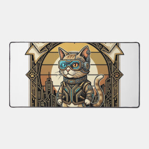Cyberpunk-Katze Katze Cyberpunk Vintage Schreibtischunterlage