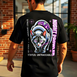 Cyberpunk-Katzen-Shirt Neon-Nachtpirscher Tech-Ges Tri-Blend Shirt