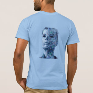Cyberpunk KI Menschliche Leiterplatte Blau T-Shirt