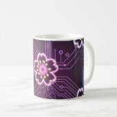 Cyberpunk-Kirschblüte mit Neon-Effekt Kaffeetasse (VorderseiteRechts)