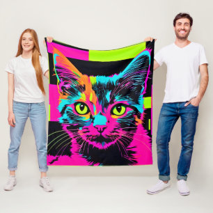 Cyberpunk Kitty Art Fleecedecke