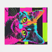 Cyberpunk Kitty Art Fleecedecke (Vorderseite (Horizontal))