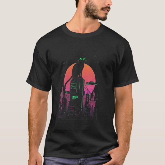 Cyberpunk-Kitty-Katze T-Shirt (Vorderseite)