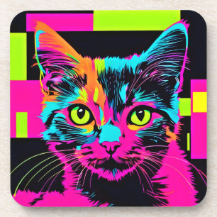 Cyberpunk Kitty Kunst Getränkeuntersetzer