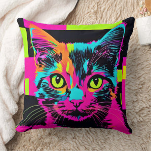 Cyberpunk-Kitty-Kunst Kissen