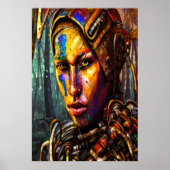 Cyberpunk-Kriegerin | AI Art Poster (Vorne)