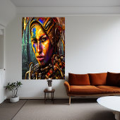 Cyberpunk-Kriegerin | AI Art Poster