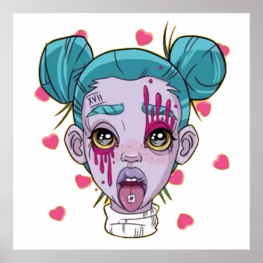 Cyberpunk-Kunst, Cyberpunk, Clubgirl, Party Poster (Vorne)