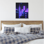 Cyberpunk lila Stadt Kunst Leinwand (Insitu (Schlafzimmer))
