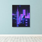 Cyberpunk lila Stadt Kunst Leinwand (Insitu (Holzboden))