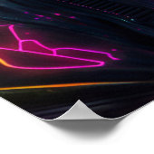 Cyberpunk-Mädchen in Neonstadt Poster (Ecke)