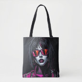 Cyberpunk-Mädchen mit Neon Hair Tasche (Vorderseite)
