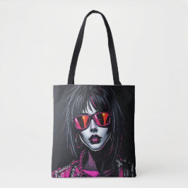 Cyberpunk-Mädchen mit Neon Hair Tasche