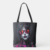Cyberpunk-Mädchen mit Neon Hair Tasche (Rückseite)