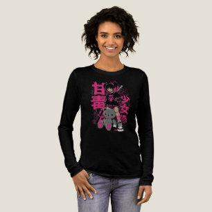 Cyberpunk-Mädchen mit Teddy – Dunkle Anime-Punk-Ku Tri-Blend Shirt