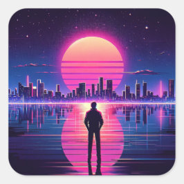 Cyberpunk Man Quadratischer Aufkleber