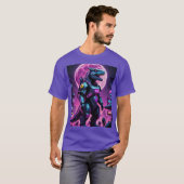 Cyberpunk Mecha Dino Moonlight T-Shirt (Vorne ganz)